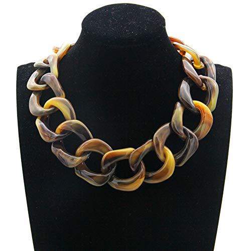 NICEWL Acryl Chunky Choker Statement Halskette Für Frauen,Übertrieben Retro Harz Pullover Kurze Kette,Lady Kostüm Charm Kragen Modeschmuck,Schwarz Cover