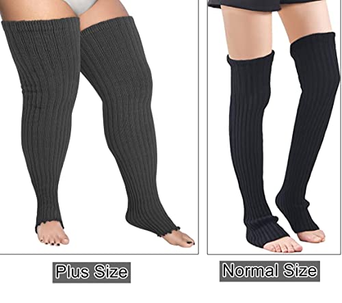 Image of Women's Plus Size Leg Warmers Knit Over Knee High Footless Socks for Thick Thighs
