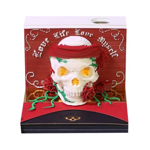 3Dカレンダー アートメモ帳 ハロウィンのプレゼント メモパッド どくろ 髑髏 紙彫刻ノート3D付箋 便利貼り ウィークリーカレンダー メモ帳 3D?