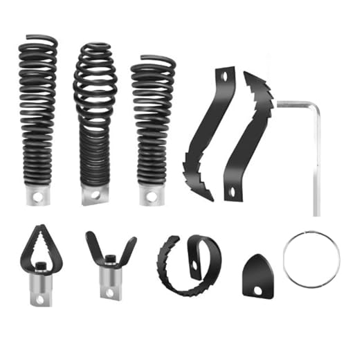 9pcs Drain Auger Drill Attachment, Cutter and Auger Set, Drain Cleaner Combination Cutter Heads for 5-16”-3-4 Cables, Compatible with 50FT-100FT Drain-Cleaning Machines for Sink-Shower-Toilet Clogs