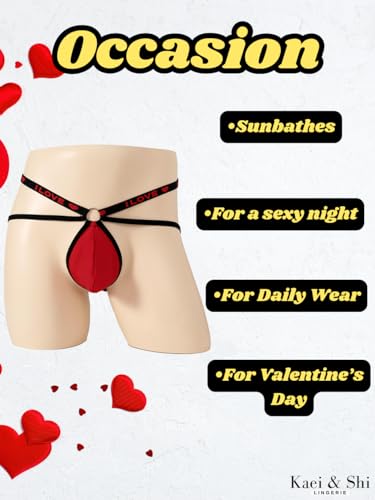 Kaei&Shi Sexy Mens Lingerie, Love Logo, Jock Strap, Cutout G String Thong4