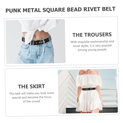 Punk Metal Rivet Waist Chain Belt for Women Shining Waistband Fashion Accessory Stylish Clothing Decor4