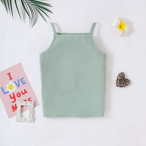 Image of ROMPERINBOX Toddler Tank Tops Girls Spaghetti Strap Ribbed Knit 3 Pack Sleeveless Casual Basic Cami Top for 12M-4T