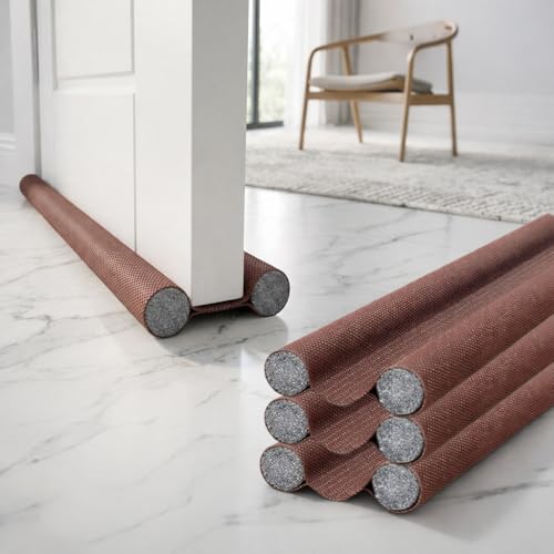 Image of Door Draft Stopper PVC Size 42Inch | Under Door Dust & Noise Blocker | Cold & Heat Insulation Strip | Door Gap Sealer for Home Doors & Windows | Easy Install | Brown | Pack of 3
