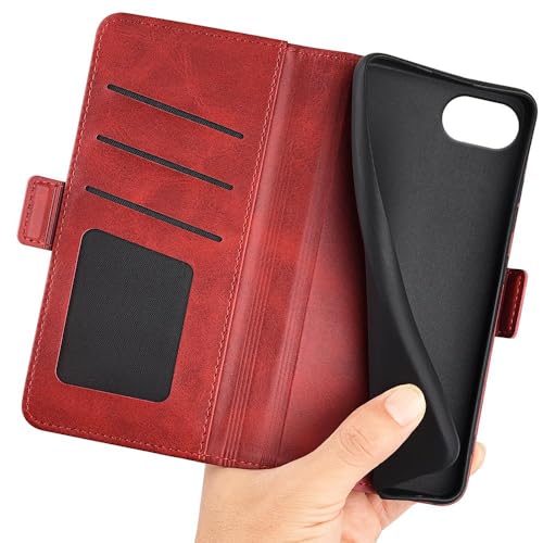 Image of Havilah for iPhone 16e Dual-Side Magnetic Buckle Horizontal Flip Faux Leather Phone Case iPhone 16e Case Cover(Red)