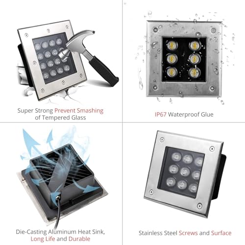 Éclairage LED encastrable sol haut de gamme THEGA projecteur extérieur carré - 7