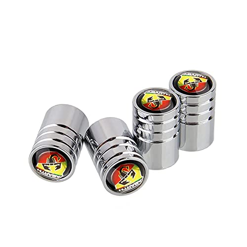 4 pezzi Auto Metallo Cappucci delle valvole Tappi parapolvere, per Abarth Logo...
