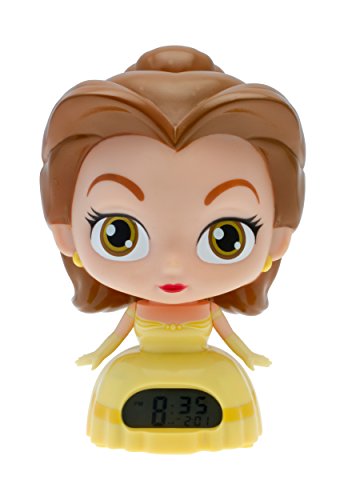 BulbBotz Disney plannedincess 2020879 Belle Réveil Lumineux pour Enfants | Jaune/Marron | Plastique | 19,1 cm de Haut | Écran LCD | Garçon Fille | Officiel