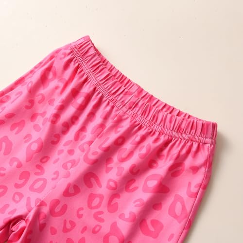 Image of Toddler Baby Girl Outfits Short Sleeve T-shirt + Flared Pants 2 Pieces Summer Kids Casual Leopard Print Set 1-7 Years