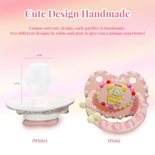 Image of 2 Pack Adult Sized Pacifier for Anxiety Cute Shaped Big Sized Pacifier with Long Chain
