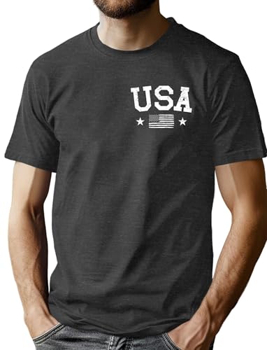 Image of Ithalt Men's American Flag Shirt 4th of July T-Shirt USA Patriotic Tee Shirt Independence Day Top