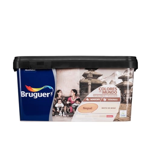Bruguer Colores del Mundo Pintura para paredes monocapa Nepal Matiz de Beige 4 L