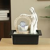  Fontaine à eau de table avec boule tournante, figurine décorative en résine, boule roulante lumineuse à DEL, décoration d\'intérieur et de bureau, 28,4 x 22,9 x 17,8 cm (type B)