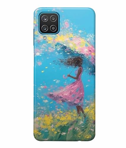 Image of Printed Hard Back Case Cover & Compatible for Samsung Galaxy M32 4G | Painting Girl with Umbrella (Multicolor) - D1194