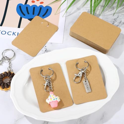 Image of Festiko Keychain Display Cards (Brown Kraft A, Pack of 100 Pcs, 4.7 inch*3.1 inch), Keyring Display Cards, Jewellery Display Cards