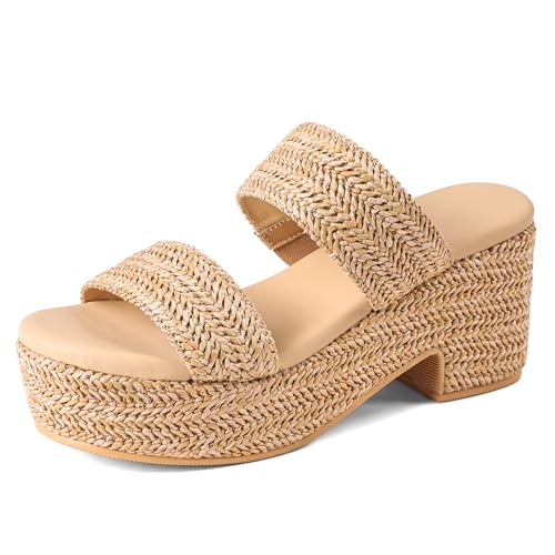 Image of Women's Espadrilles Platform Sandals Wedges Slides Sandals Open Toe Fashion Summer Outdoor Beach Sandals