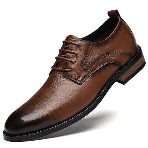 Formal Shoes for Men Lace Up Round Burnished Toe Derby Shoes Leather Rubber Sole Slip Resistant Low Top Party2