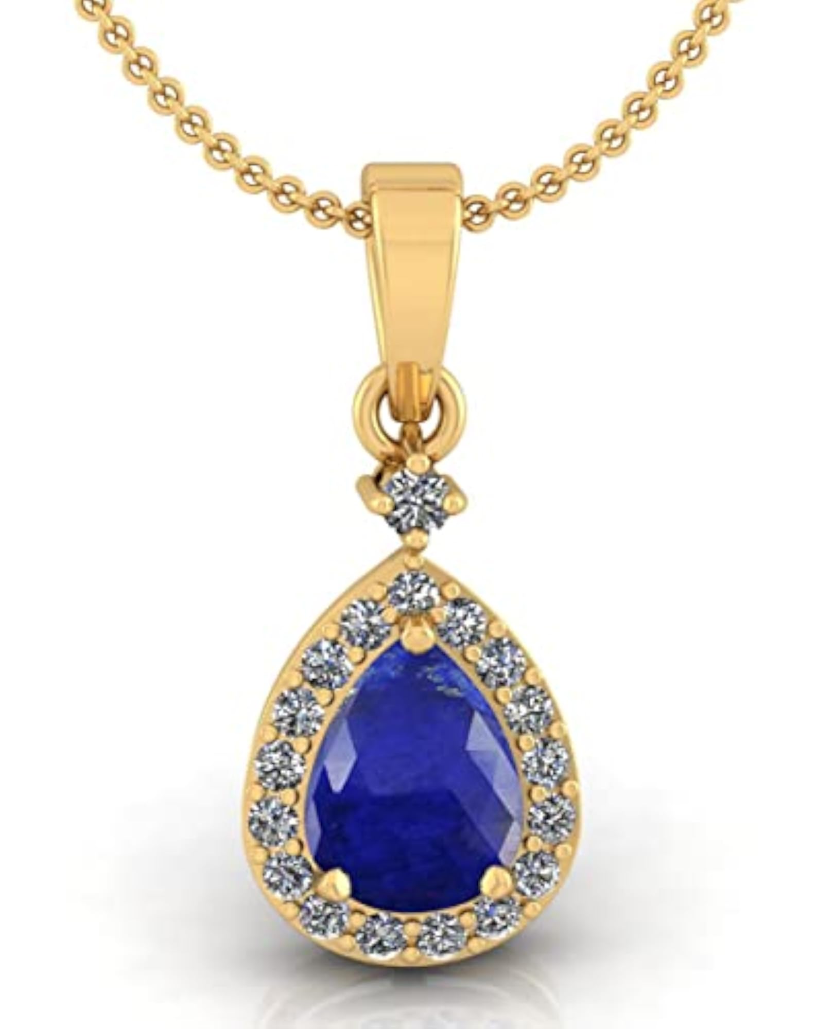 Women's 2.25 Ratti Natural Blue Sapphire Pear Shape Gold Pendant