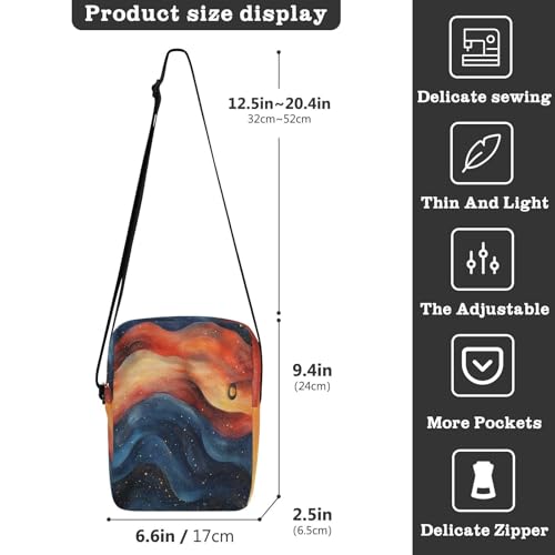 mens messenger bag crossbody men's shoulder bag cross body purses for women Adjustable Strap for business business- Glam Black Royal Blue Red3