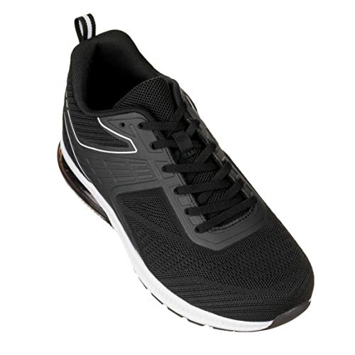 CALTO Men's Invisible Height Increasing Elevator Shoes - Black/White Super Lightweight Sporty Sneakers - 2.4 Inches Taller - Q231 - Size 9 D(M) US3