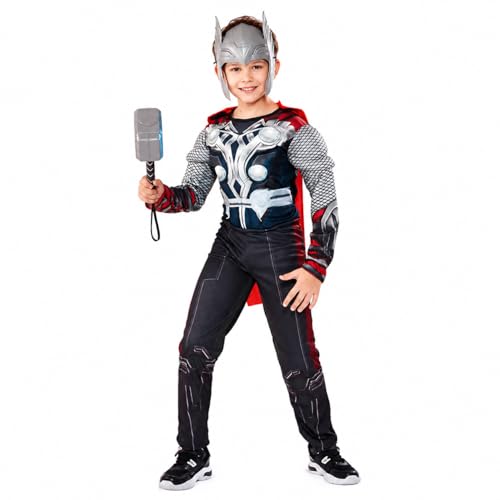 Disfraz completo de superhéroe con capa roja y casco miniatura 1