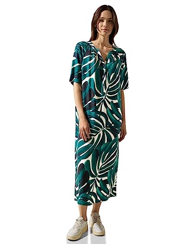 STREET ONE Damen A143654 Midikleid Mit 3/4 Arm, Lagoon Green, 40 EU