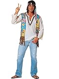 Original Hippie Dude 60s Costume for Men (flip flops, head band and jeans not included)