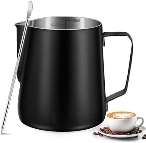 Milk Frothing Pitcher, 350ml/600ml (12oz/20oz) Milk Frother Cup S...