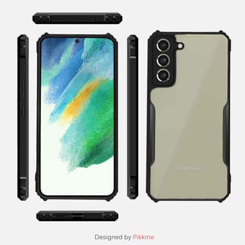 Image of Outlouders Back Cover for Samsung Galaxy S21 Fe 5G | Ultra Hybrid Transparent | Full Camera Protection | Raised Edge | Crystal Clear Bumper Case(Black)