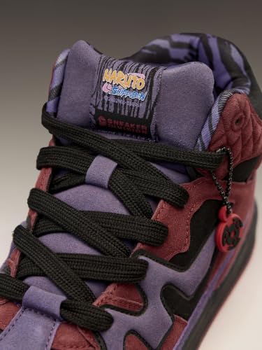 Image of The Souled Store Naruto Shippuden: Sasuke Men and Boys Purple PU Upper Lace Up High Top Sneakers