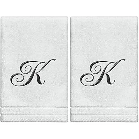 Personalised Black Embroidered Fingertip Towels Set Cover