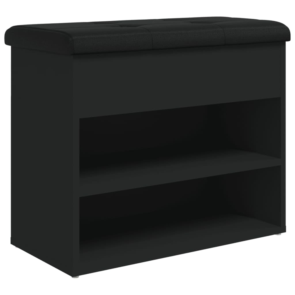 Banc de couloir design noir avec étagère à chaussures pour entrée ordonnée