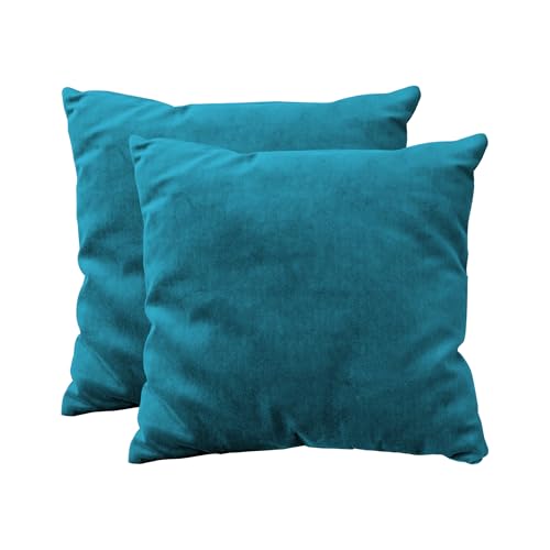 Image of R home Velvet Cushion Cover | Pack of 2 | for Sofa, Bed, Car, Living Room & Chair | Decorative Throw Reversible Cushion Covers (2, Turquoise, 18 X 18 INCH)