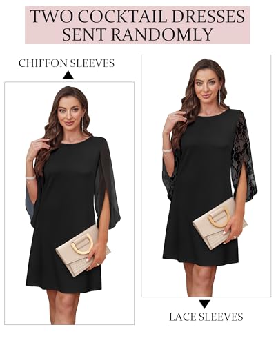 RUMIA Womens Cocktail Dresses Chiffon Sleeves or Lace Sleeves Black2