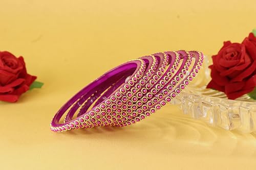 Image of NMII Glass Golden Beads & Pearls Moti Work Designer Bangles Set For Women & Girls | Kanch ki Chudi Set | Girl's Bangles Bracelet | Glass Bangles | Daily, Wedding, Party, Fashion Jewellery- Set of 12