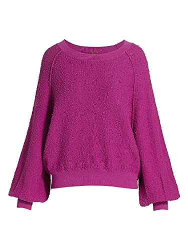 Free People Women’s Found My Friend Textured Pullover Sweater Wild Aster Medium #TOP4