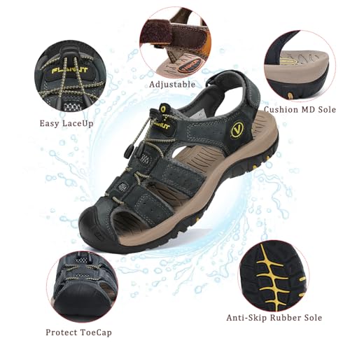 Miniatura 3 de Flarut Sandalias Deportivas Hombres Verano Exterior Senderismo Zapatos Trekking Casual Zapatos De Montaña Cuero Sandalias De Playa