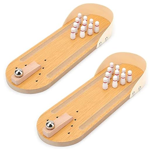 Suwimut 2 Pack Mini Bowling Game Set, Wooden Tabletop Bowling Game Desktop Bowling Toys Home Bowling Alleys Gifts for Men Adults Kids Teens Boys