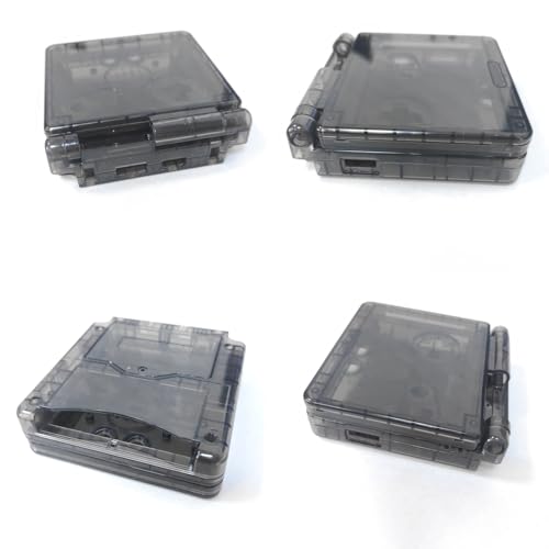 Image of Hzxkqmil Replacement Full Shell Case Kit for Gameboy Advance SP Console | Custom Transparent Housing DIY Clear Cover with Buttons Screws Repair Parts + Screwdrivers Tools for GBA SP (Clear Black)