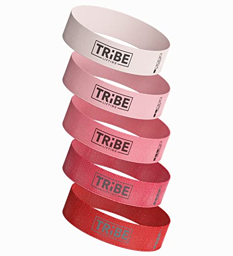 Tribe Lifting Fabric Resistance Bands Women and Men - Booty Bands for Women - Thigh Bands for Workout Bands for Women - Glute Bands - 5 Levels of Exercise Bands Resistance Loops for Legs and Butt