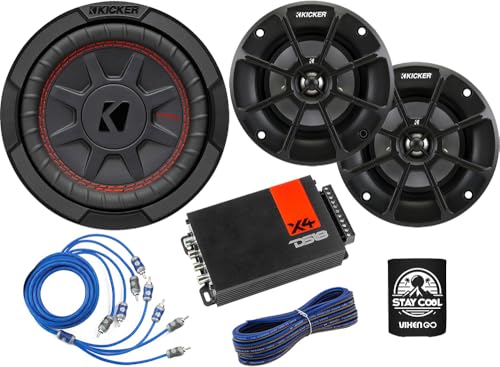 KICKER �T�u�A�X�s�[�J�[�A�A���v5����p�b�P�[�W:6-3/4�C���` CompRT 300���b�g �ő�T�uDVC 4�I�[���A4�C���`2�E�F�C�X�s�[�J�[4�I�[���ADS18 440W �N���XD 4�`�����l���A���v�ARCA�P�[�u���A16AWG�X�s�[�J�[���C