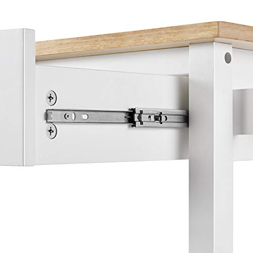 Yaheetech Kitchen Island Cart On Wheels, 3 Tiers Rolling Utility Cart With Drawer And 2 Spacious Storage Shelf, 40'' W Solid Wood Countertop, White #TOP7