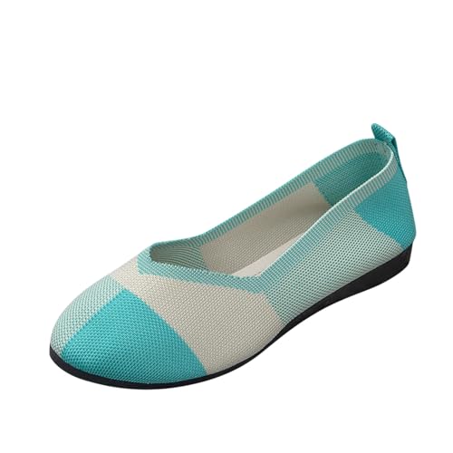 Générique Ballerines Femme Grandes Tailles Bicolores Bout Pointu Tige Mesh Respirant Semelle Plate Confortables(Blue, 40)