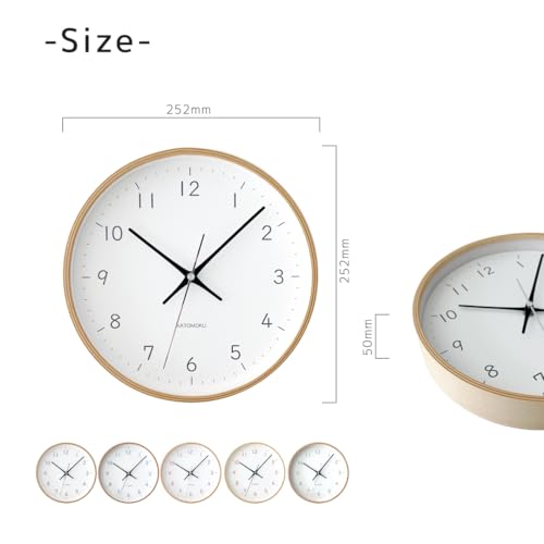 KATOMOKU plywood clock 22 ライトブルー km-121LBRC 掛け時計 連続秒針 直径25.2cm (電波時計) の商品画像 2
