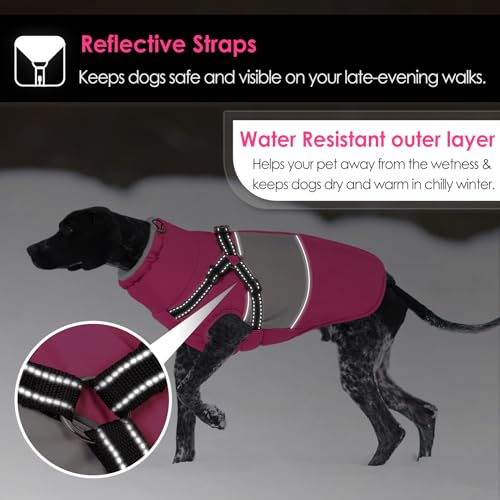 Image of AOFITEE Small Dog Coat, Dog Winter Coat with Harness Built in, Warm Dogs Jacket with Zipper & Polar Fleece Collar, Waterproof Pet Snow Jacket Snowsuit for Schnauzer, Chihuahua Yorkshire, S