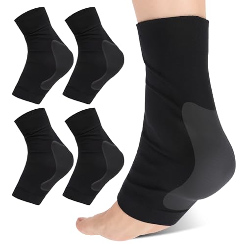 2 Pcs Achilles Tendon Heel Protector Compression Padded Sleeve Socks Premium Gel Heel Socks Ankle Support Sock for Women Men Everyday Use Front Foot Shin Achilles Tendon Heels
