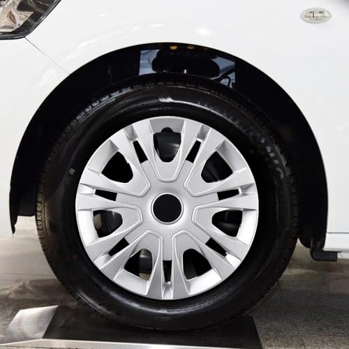 Image of Chrome Silver Hubcap Wheel Cover Replacement Kit 13 inch Hub Caps Wheel Rim Cover Car Exterior Accessories Pack of 4, 13 Inches