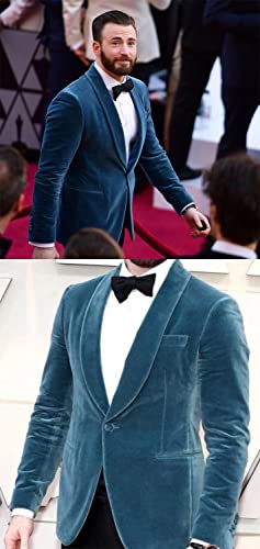 Men's Two Pieces Suit Velvet Shawl Lapel One Button Jacket and Black Pants for Dinner Activity Set3