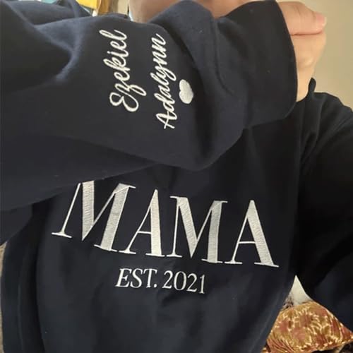 Embroidered Mama/Dad Sweatshirt, Embroidered Papa Sweatshirt, Personalized Mom Gifts, Personalized Grandma Sweater, Papa Hoodie, Customized Embroidered Sweater Multicolor4