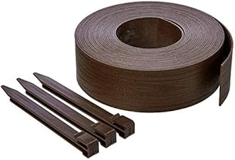 Amazon Basics Landscape Garden Lawn Edging Coil Border with 10 Stakes, 8 cm/3 inch x 12m/40 feet, Brown